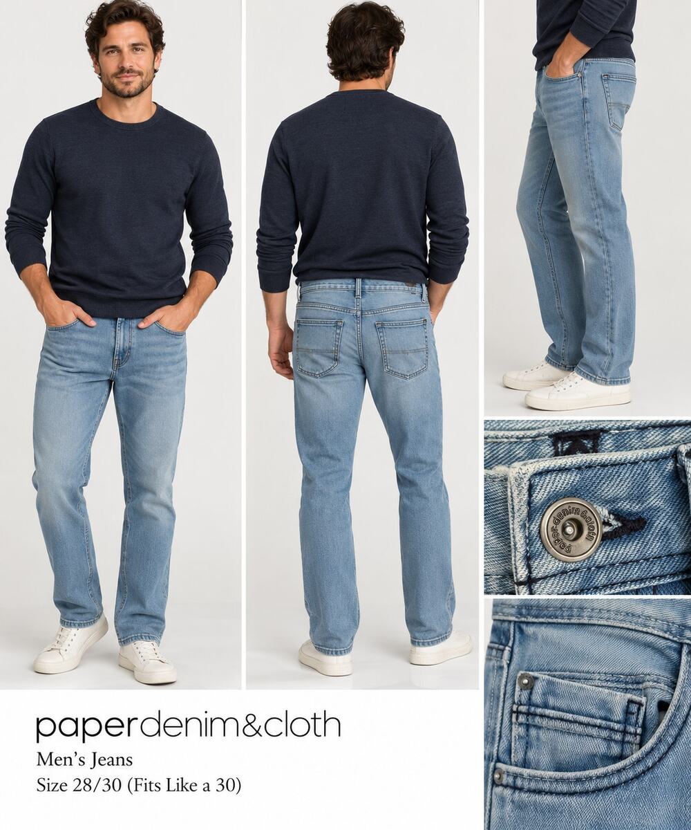 Paper Denim & Cloth Men's Light Wash Straight Leg Jeans